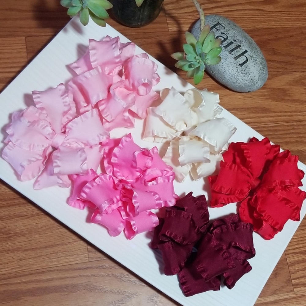 BIG‎ double ruffle ribbon bows 6 NEW